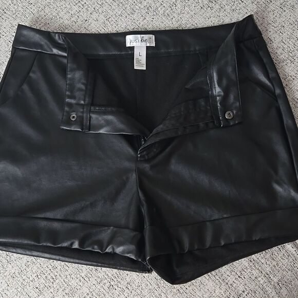 Just Be Black High Waist Faux Leather Shorts - Picture 5 of 8